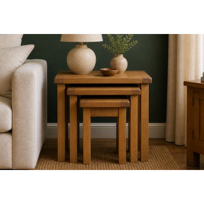 Salisbury Waxed Premium Oak Nest Of Tables - Self Assembly