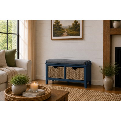 Harrogate Painted Blue Storage Bench Harrogate Painted Blue Storage Bench
