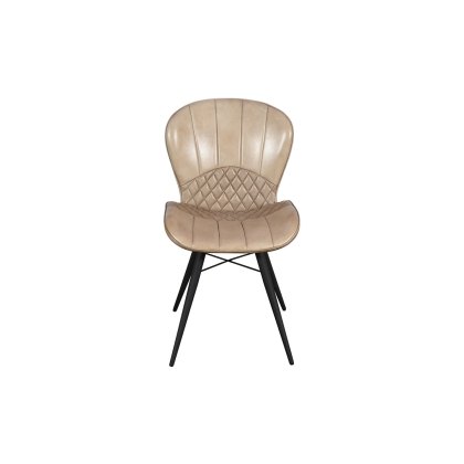 Amory PU Leather Dining Chair in Beige (Pair)
