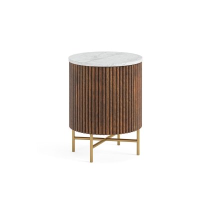 Harvard Reeded Mango Wood Storage Cupboard with Marble Top