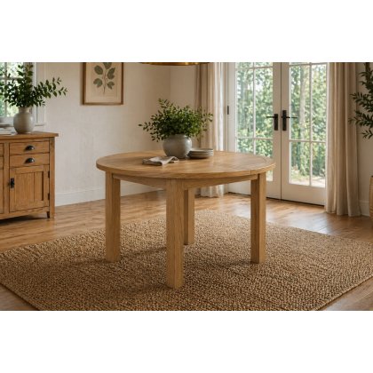 Burford Country Oak Round 120-160cm Extending Dining Table Burford Country Oak Round 120-160cm Extending Dining Table
