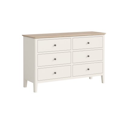 Marlow Oak Painted Coconut White 6 Drawer Chest of Drawers
