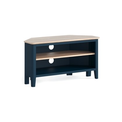 Marlow Oak Painted Navy Blue Corner TV Unit