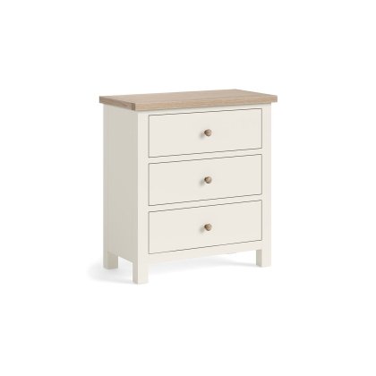 Modern Country Painted Oak Coconut White 3 Drawer Chest of Drawers