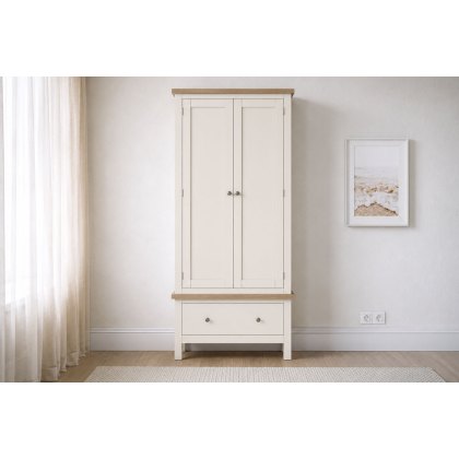 Modern Country Painted Oak Coconut White Gents Wardrobe