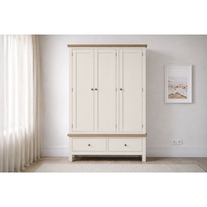 Modern Country Painted Oak Coconut White Triple Wardrobe Modern Country Painted Oak Coconut White Triple Wardrobe