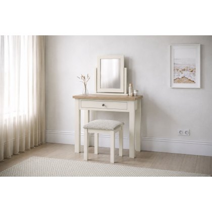 Modern Country Painted Oak Coconut White Single Drawer Dressing Table Desk Modern Country Painted Oak Coconut White Single Drawer Dressing Table Desk