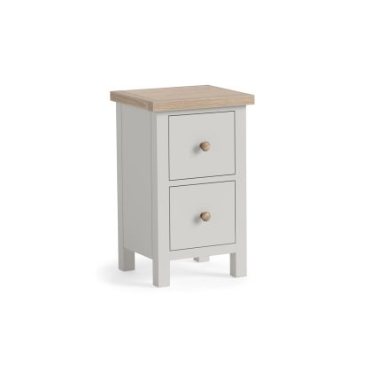 Modern Country Painted Oak Stone Grey Narrow Bedside Table