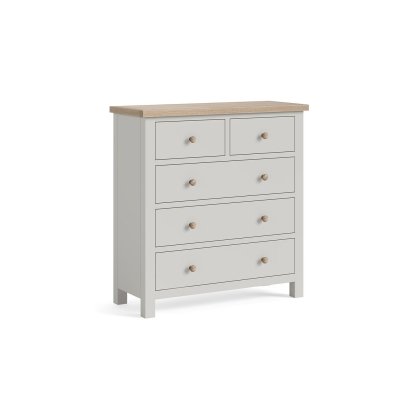 Modern Country Painted Oak Stone Grey 2 Over 3 Chest of Drawers