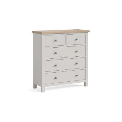 Modern Country Painted Oak Stone Grey 2 Over 3 Chest of Drawers
