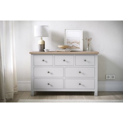 Modern Country Painted Oak Stone Grey 3 Over 4 Chest of Drawers