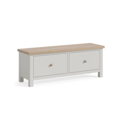 Modern Country Painted Oak Stone Grey Large 2 Drawer Blanket Box Bench