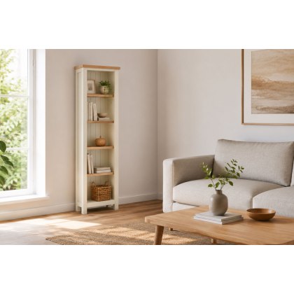 Modern Country Painted Oak Coconut White Slim Bookcase Modern Country Painted Oak Coconut White Slim Bookcase