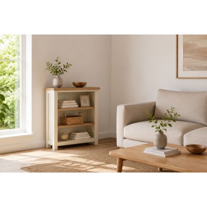 Modern Country Painted Oak Coconut White Low Bookcase Modern Country Painted Oak Coconut White Low Bookcase