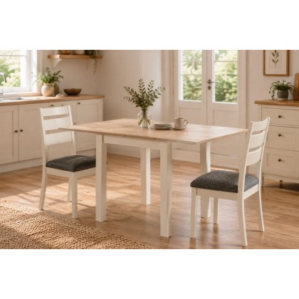 Modern Country Painted Oak Coconut White Flip-Top Dining Table Modern Country Painted Oak Coconut White Flip-Top Dining Table