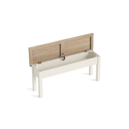 Modern Country Painted Oak Coconut White Shallow Storage Bench