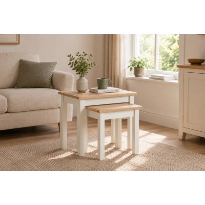 Modern Country Painted Oak Coconut White Nest Of Tables Modern Country Painted Oak Coconut White Nest Of Tables