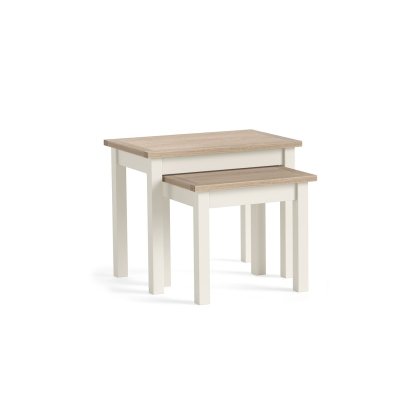 Modern Country Painted Oak Coconut White Nest Of Tables