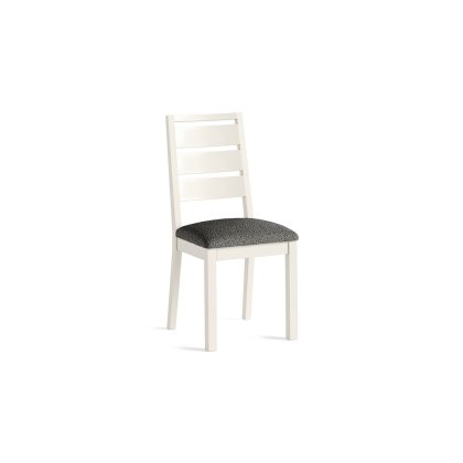 Modern Country Painted Oak Coconut White Dining Chair with Boucle Grey Seat (Pair)