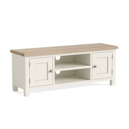 Modern Country Painted Oak Coconut White 125cm Large TV Unit