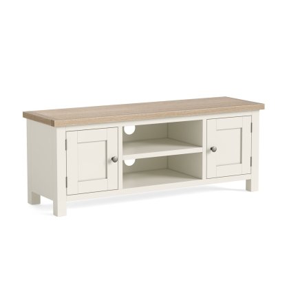 Modern Country Painted Oak Coconut White 125cm Large TV Unit