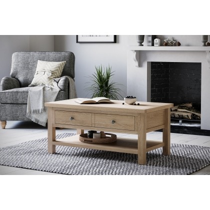 Modern Country Oak Coffee Table with Shelf Modern Country Oak Coffee Table with Shelf