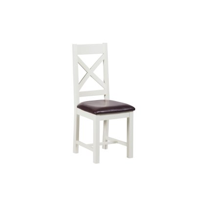 Cotswold White Cross Back Fabric Dining Chair