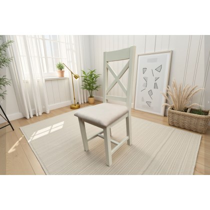 Cotswold White Cross Back Fabric Dining Chair