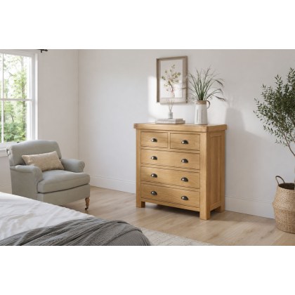 Normandy Chunky Country Oak 2 Over 3 Chest of Drawers