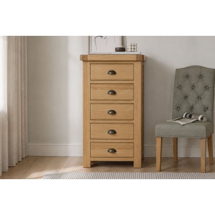 Normandy Chunky Country Oak Tallboy Chest of Drawers