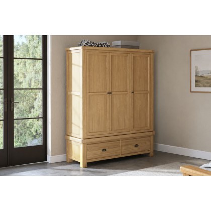Normandy Chunky Country Oak Triple Wardrobe