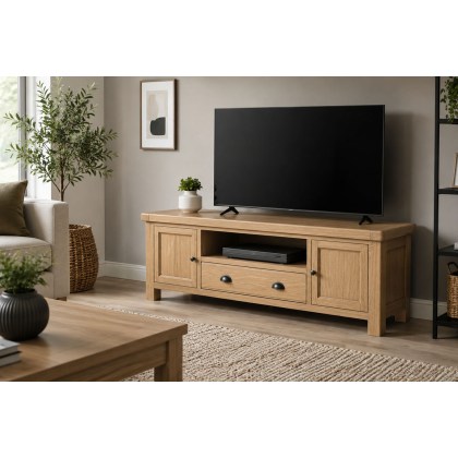 Normandy Chunky Country Oak 190cm TV Unit