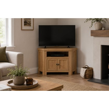 Normandy Chunky Country Oak Corner TV Unit
