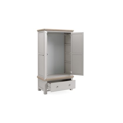 Salcombe Painted Oak Stone Grey Gents Wardrobe