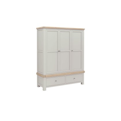 Salcombe Painted Oak Stone Grey Triple Wardrobe