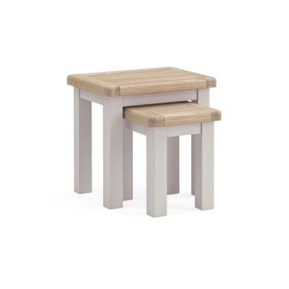 Salcombe Painted Oak Stone Grey Nest Of Tables