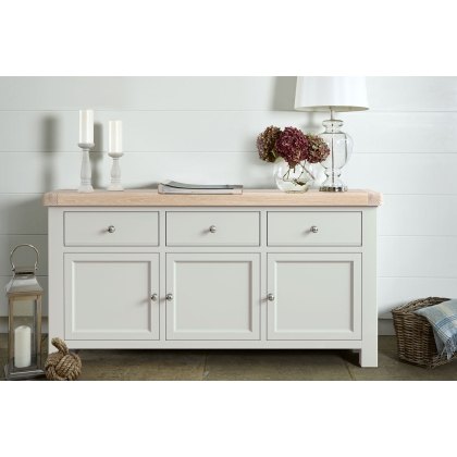 Salcombe Painted Oak Stone Grey Large Sideboard
