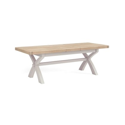 Salcombe Painted Oak Stone Grey Cross-Leg Extending Dining Table