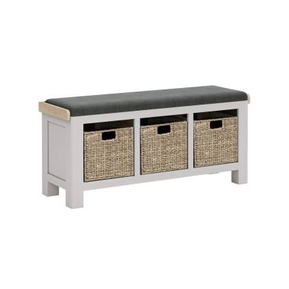 Salcombe Painted Oak Stone Grey Storage Bench
