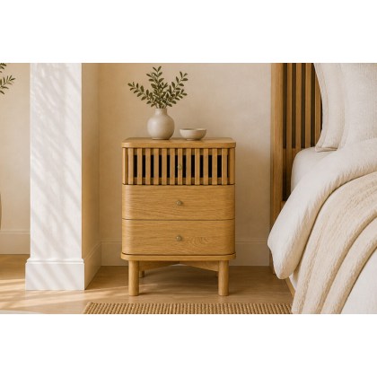 Soho Natural Oak Slatted 3 Drawer Bedside Table Soho Natural Oak Slatted 3 Drawer Bedside Table
