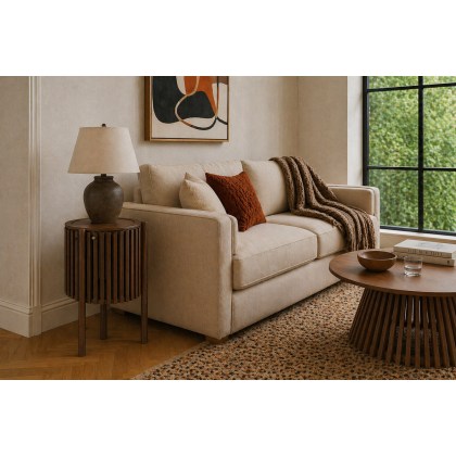 Soho Brown Oak Slatted Story Side Table Soho Brown Oak Slatted Story Side Table