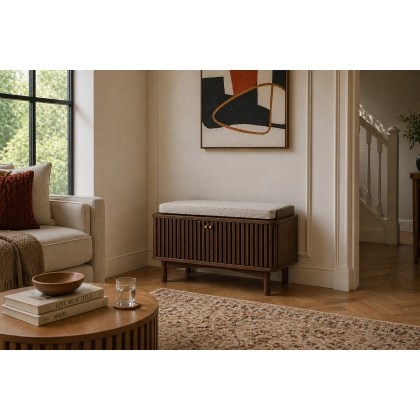 Soho Brown Oak Slatted Hallway Bench Soho Brown Oak Slatted Hallway Bench