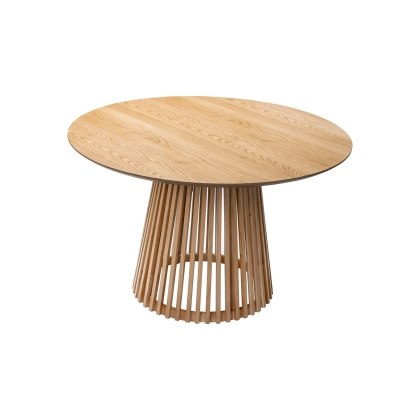 Soho Natural Oak Slatted Round Dining Table