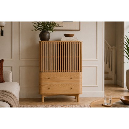 Soho Natural Oak Slatted Shoe Cabinet