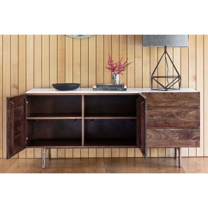 Gallery Direct Barcelona Dark Wood Sideboard with Marble Top