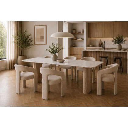 Reed Mango Wood & Marble Dining Table Reed Mango Wood & Marble Dining Table