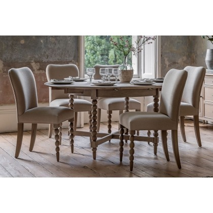 Gallery Direct Artisan Limewash Oak Extending Round Dining Table Set & 6 Chairs