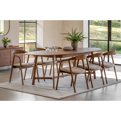 Gallery Direct Madrid Walnut Extending Dining Table Set & x6 Dining Chairs