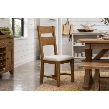 Tewkesbury Smoked Oak Upholstered Slat Back Dining Chair (Pair)