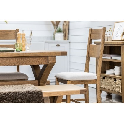 Tewkesbury Smoked Oak Upholstered Slat Back Dining Chair (Pair)